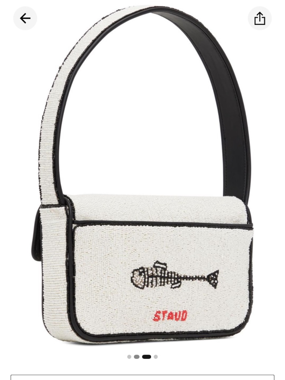 STAUD BEADED TOMMY BAG STAUDINES BLACK WHITE NWOT Limited Collection - Picture 3 of 7